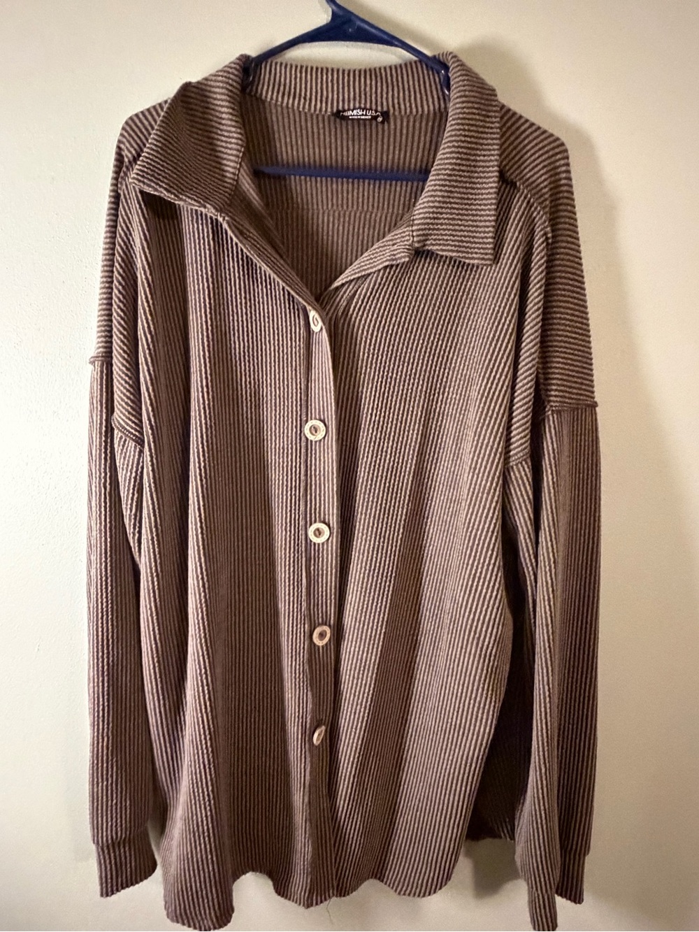 HEIMISH USA Ribbed Button-Up top - Brown